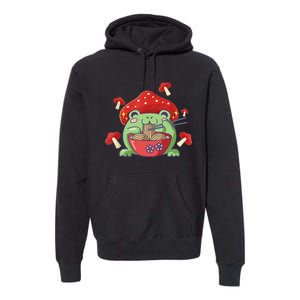 Frog Eating Ra Anime Japanese Noodles Cute Frog Lover Premium Hoodie