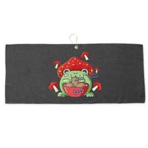 Frog Eating Ra Anime Japanese Noodles Cute Frog Lover Large Microfiber Waffle Golf Towel