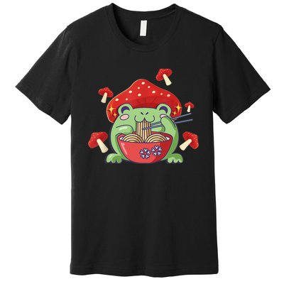 Frog Eating Ra Anime Japanese Noodles Cute Frog Lover Premium T-Shirt