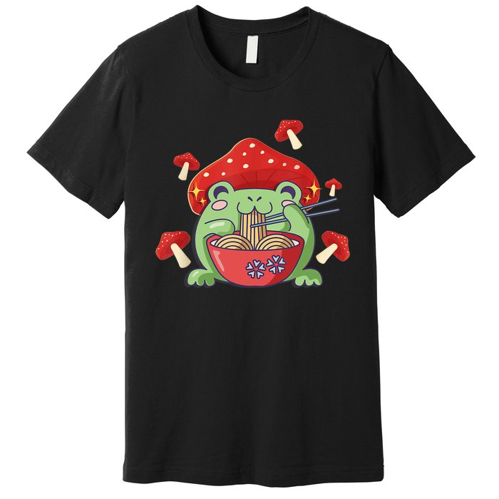 Frog Eating Ra Anime Japanese Noodles Cute Frog Lover Premium T-Shirt