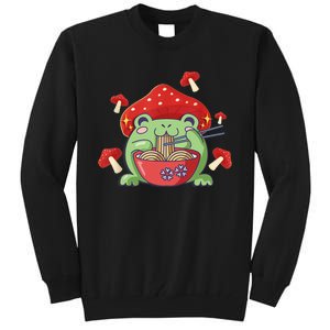 Frog Eating Ra Anime Japanese Noodles Cute Frog Lover Tall Sweatshirt