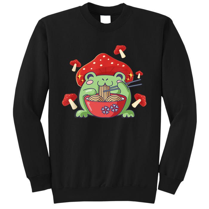 Frog Eating Ra Anime Japanese Noodles Cute Frog Lover Tall Sweatshirt