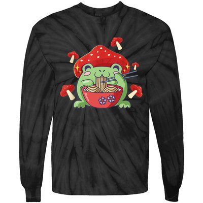 Frog Eating Ra Anime Japanese Noodles Cute Frog Lover Tie-Dye Long Sleeve Shirt