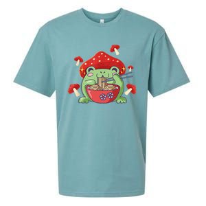 Frog Eating Ra Anime Japanese Noodles Cute Frog Lover Sueded Cloud Jersey T-Shirt