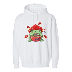 Frog Eating Ra Anime Japanese Noodles Cute Frog Lover Garment-Dyed Fleece Hoodie