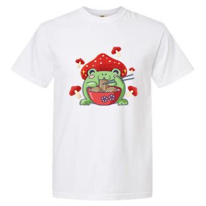 Frog Eating Ra Anime Japanese Noodles Cute Frog Lover Garment-Dyed Heavyweight T-Shirt