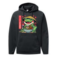 Frog Eating Ramen Kawaii Otaku Japanese Noodles Anime Lovers Performance Fleece Hoodie