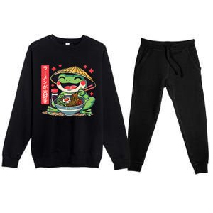 Frog Eating Ramen Kawaii Otaku Japanese Noodles Anime Lovers Premium Crewneck Sweatsuit Set