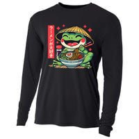 Frog Eating Ramen Kawaii Otaku Japanese Noodles Anime Lovers Cooling Performance Long Sleeve Crew