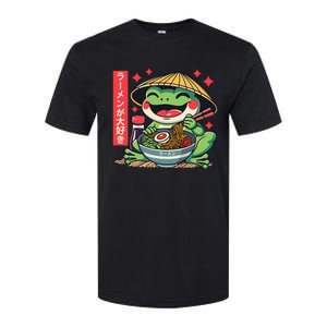 Frog Eating Ramen Kawaii Otaku Japanese Noodles Anime Lovers Softstyle CVC T-Shirt