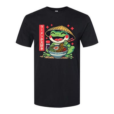 Frog Eating Ramen Kawaii Otaku Japanese Noodles Anime Lovers Softstyle CVC T-Shirt