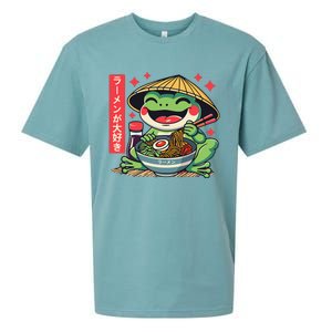 Frog Eating Ramen Kawaii Otaku Japanese Noodles Anime Lovers Sueded Cloud Jersey T-Shirt