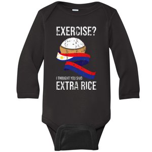 Funny Extra Rice Filipino Pinoy Filipina Pinay Philippines Baby Long Sleeve Bodysuit