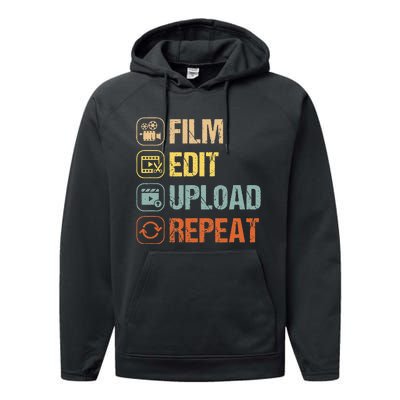 Film Edit Repeat Cinematographers Movie Maker Filmmaker Performance Fleece Hoodie