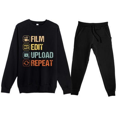 Film Edit Repeat Cinematographers Movie Maker Filmmaker Premium Crewneck Sweatsuit Set