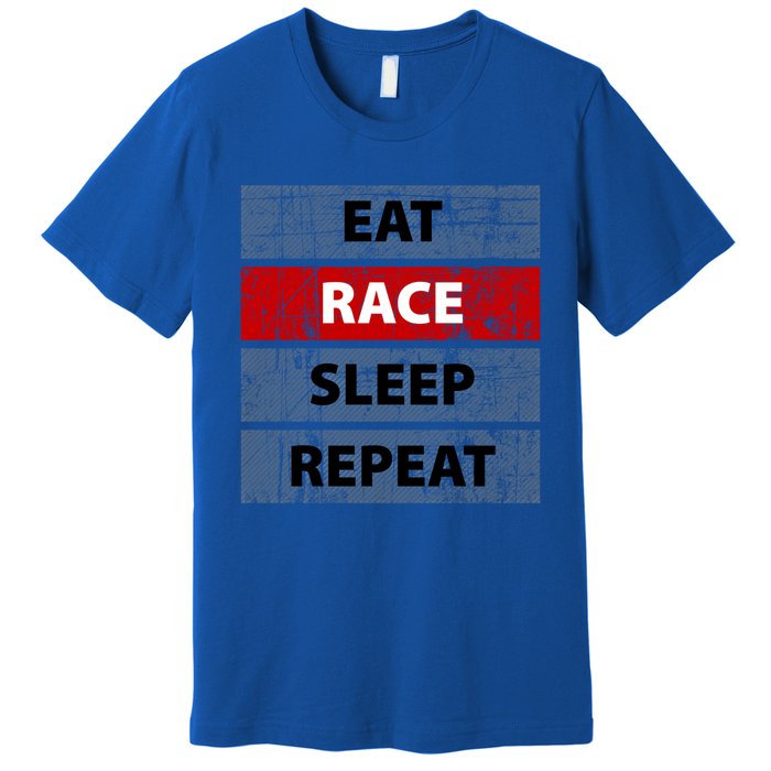 Funny Eat Race Sleep Repeat Vintage Retro Drag Racing Car Gift Premium T-Shirt