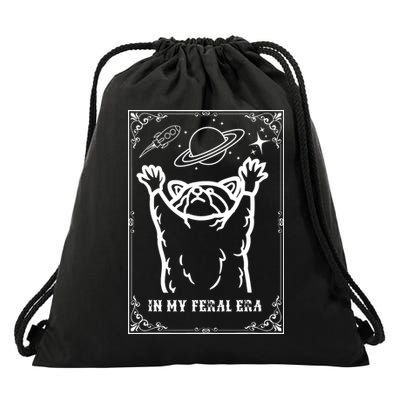 Feral Era Raccoon Cosmic Adventure Design Drawstring Bag