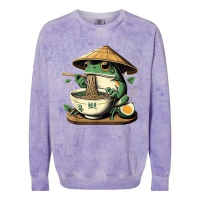 Frog Eating Ramen Kawaii Neko Japanese Noodles Anime Lovers Colorblast Crewneck Sweatshirt