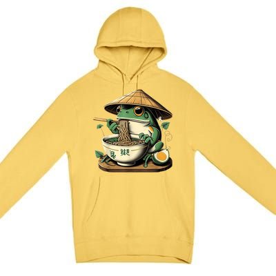 Frog Eating Ramen Kawaii Neko Japanese Noodles Anime Lovers Premium Pullover Hoodie