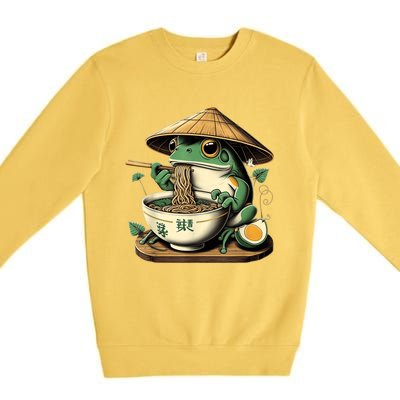 Frog Eating Ramen Kawaii Neko Japanese Noodles Anime Lovers Premium Crewneck Sweatshirt