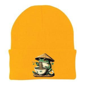 Frog Eating Ramen Kawaii Neko Japanese Noodles Anime Lovers Knit Cap Winter Beanie