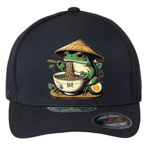 Frog Eating Ramen Kawaii Neko Japanese Noodles Anime Lovers Flexfit Unipanel Trucker Cap