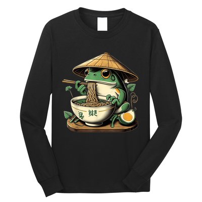 Frog Eating Ramen Kawaii Neko Japanese Noodles Anime Lovers Long Sleeve Shirt