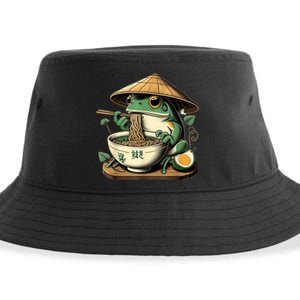 Frog Eating Ramen Kawaii Neko Japanese Noodles Anime Lovers Sustainable Bucket Hat