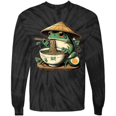 Frog Eating Ramen Kawaii Neko Japanese Noodles Anime Lovers Tie-Dye Long Sleeve Shirt