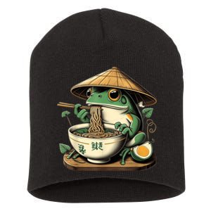 Frog Eating Ramen Kawaii Neko Japanese Noodles Anime Lovers Short Acrylic Beanie