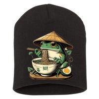 Frog Eating Ramen Kawaii Neko Japanese Noodles Anime Lovers Short Acrylic Beanie