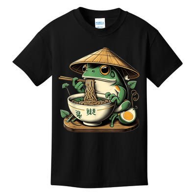 Frog Eating Ramen Kawaii Neko Japanese Noodles Anime Lovers Kids T-Shirt