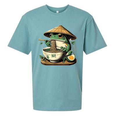 Frog Eating Ramen Kawaii Neko Japanese Noodles Anime Lovers Sueded Cloud Jersey T-Shirt