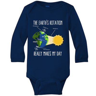 Funny Earth Rotation Earth Day Science Teacher Baby Long Sleeve Bodysuit