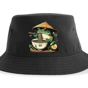 Frog Eating Ramen Kawaii Neko Japanese Noodles Anime Lovers Gift Sustainable Bucket Hat