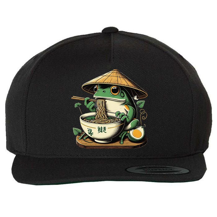 Frog Eating Ramen Kawaii Neko Japanese Noodles Anime Lovers Gift Wool Snapback Cap