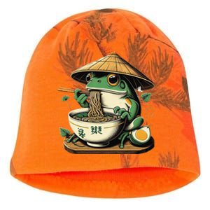 Frog Eating Ramen Kawaii Neko Japanese Noodles Anime Lovers Gift Kati - Camo Knit Beanie