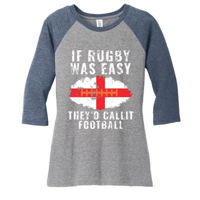 Funny England Rugby The Lions Women's Tri-Blend 3/4-Sleeve Raglan Shirt