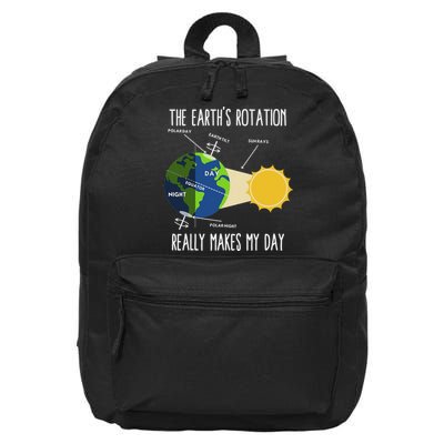 Funny Earth Rotation Earth Day Science Teacher Women 16 in Basic Backpack
