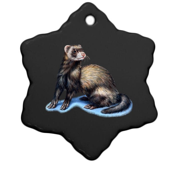 Ferret Wildlife Ceramic Star Ornament