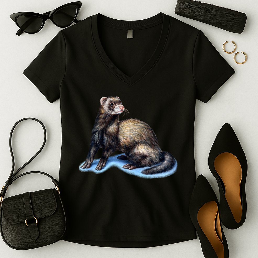 Ferret Wildlife Women's V-Neck T-Shirt