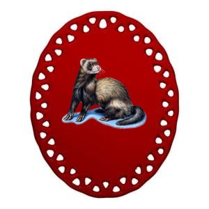 Ferret Wildlife Ceramic Oval Ornament