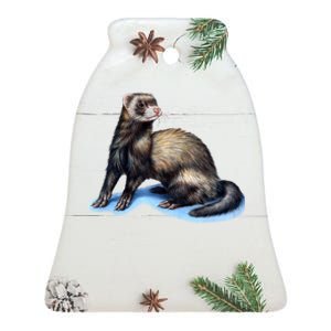 Ferret Wildlife Ceramic Bell Ornament