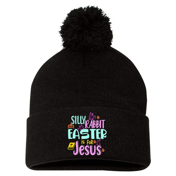 Funny Easter Sunday Silly Rabbit Easter Is For Jesus Pom Pom 12in Knit Beanie