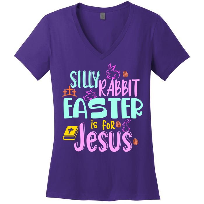 Funny Easter Sunday Silly Rabbit Easter Is For Jesus Women's V-Neck T-Shirt