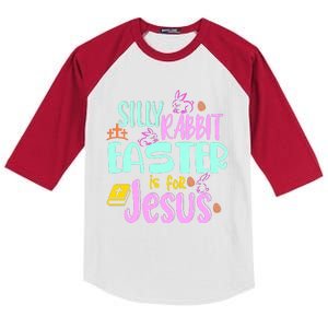 Funny Easter Sunday Silly Rabbit Easter Is For Jesus Kids Colorblock Raglan Jersey