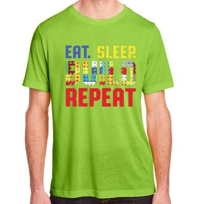 Funny Eat Sleep Build Repeat Building Funny Builders Adult ChromaSoft Performance T-Shirt