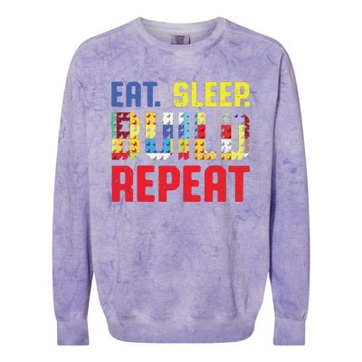 Funny Eat Sleep Build Repeat Building Funny Builders Colorblast Crewneck Sweatshirt