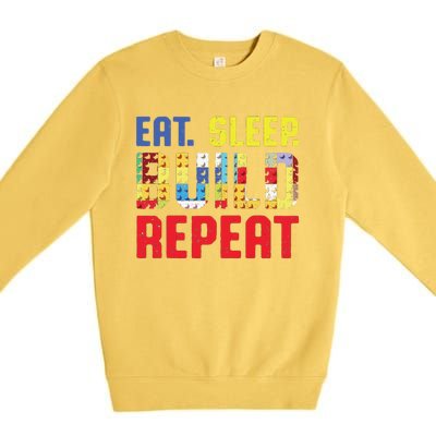 Funny Eat Sleep Build Repeat Building Funny Builders Premium Crewneck Sweatshirt