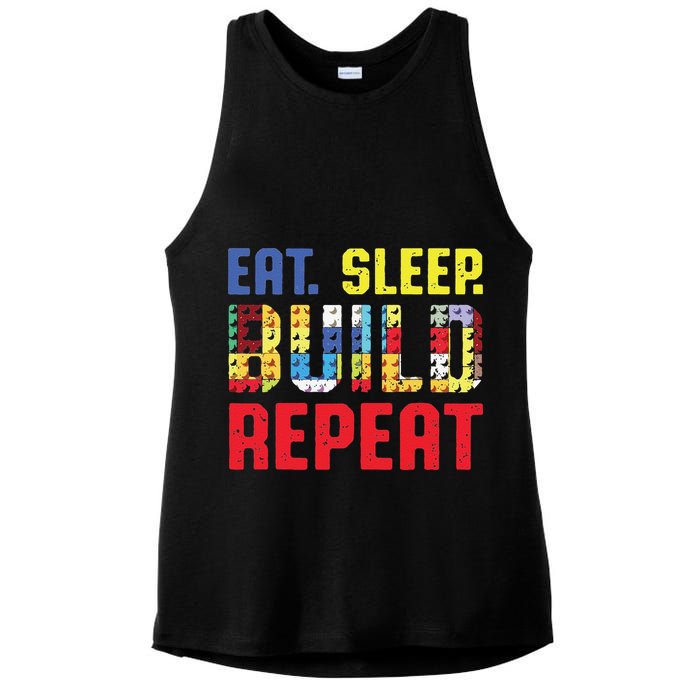 Funny Eat Sleep Build Repeat Building Funny Builders Ladies PosiCharge Tri-Blend Wicking Tank